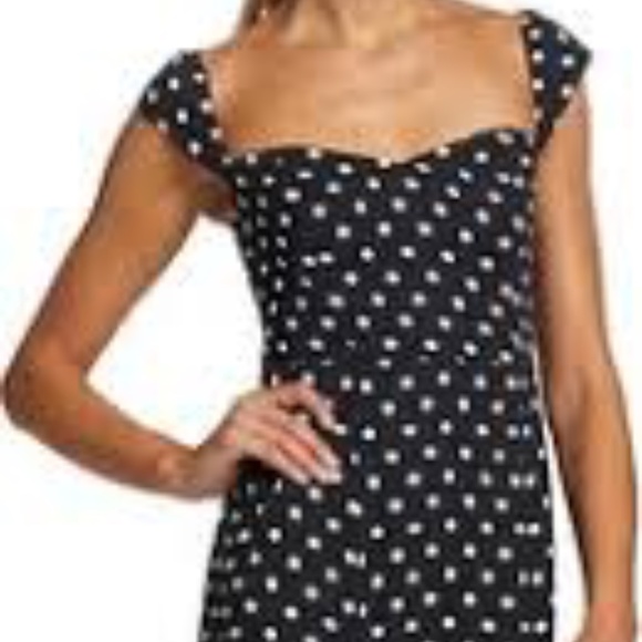 Reformation Black and White Polka Dot Midi  Bryson Dress - Picture 4 of 9